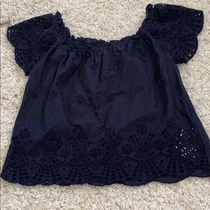 Off the shoulder navy blue top